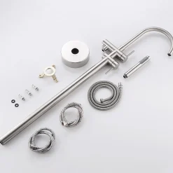 Robinet mitigeur colonne sur pied MATY chrome brossé pour baignoire îlot - Saniverre