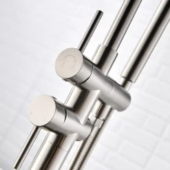 Robinet mitigeur colonne sur pied MATY chrome brossé pour baignoire îlot - Saniverre