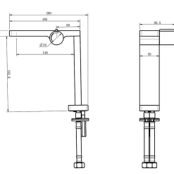 Robinet mitigeur corps haut en noir pour lavabo ou vasque NT3220B