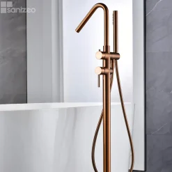 Robinet Mitigeur de Baignoire sur Pied Or Rose Cuivré Brossé CORCEGA BBECO1/ORC