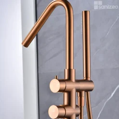 Robinet Mitigeur de Baignoire sur Pied Or Rose Cuivré Brossé CORCEGA BBECO1/ORC