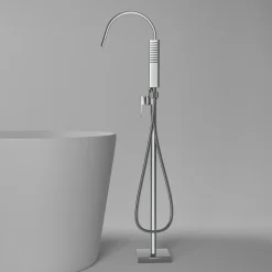 Robinet Mitigeur de baignoire design sur pieds en acier inoxydable et laiton pour salle de bain - H. 111,6cm - NT3311 2.0 - Chrome