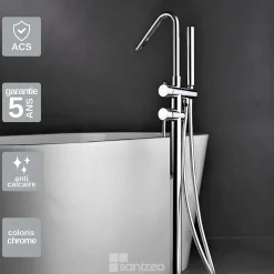 Robinet Mitigeur de Baignoire sur Pied Chrome CORCEGA BBECO1