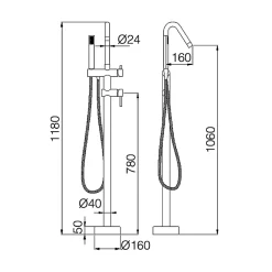 Robinet Mitigeur de Baignoire sur Pied Chrome CORCEGA BBECO1