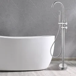 Robinet mitigeur de baignoire sur pied BAGNO acier brossé