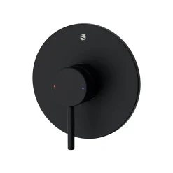 Robinet mitigeur de douche rond mural encastré Laiton Noir mat, mélangeur céramique 14,3cm - VIREO