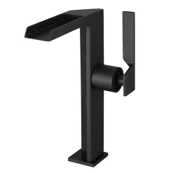 Robinet mitigeur haut CEZIO XL bec cascade chrome Noir mat - Saniverre