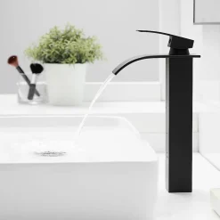 Robinet mitigeur haut TIBRE XL bec cascade noir chromé - Saniverre