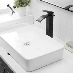 Robinet mitigeur haut TIBRE XL bec cascade noir chromé - Saniverre