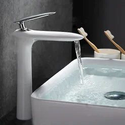 Robinet mitigeur lavabo haut moderne Blanc - Castor