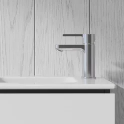 Robinet mitigeur monocommande lavabo laiton Chrome, Sans Garniture de vidage ni Tirette - Taille S 14x4x15cm - B.2