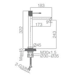 Robinet mitigeur monocommande TOUCHER à poser pour lavabo version haute (1 trou) Gris mat - Champagne Robinet à poser (sur vasque