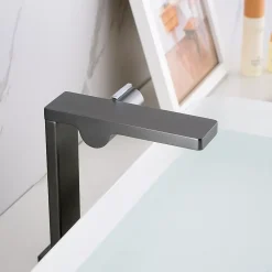Robinet mitigeur monocommande design - corps haut - gun métal pour lavabo ou vasque NT3220G