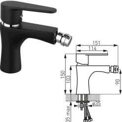 Robinet mitigeur Noir pour bidet ALGEO BLACK - SANIVERRE