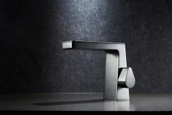 Robinet mitigeur pour lavabo ou vasque NT7320 effet cascade - noir mat, gun métal ou blanc mat Gun métal
