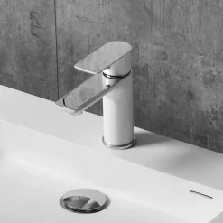 Robinet mitigeur pour vasque ou lavabo 4024CW chromé blanc