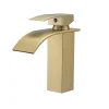 Robinet mitigeur TIBRE bec cascade extra-plat or brossé - Saniverre