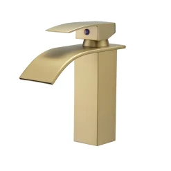 Robinet mitigeur TIBRE bec cascade extra-plat or brossé - Saniverre