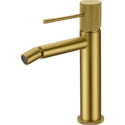 Robinet monocommande bidet en laiton finition or brosse avec cartouche ceramique