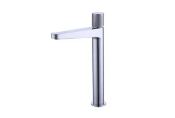 Robinet pour lavabo vasque et évier design en laiton peu bruyant et avec aérateur économie d'eau - H. 31cm - Chrome