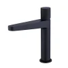 Robinet pour lavabo vasque et évier design en laiton peu bruyant et économe en eau - H. 21,5cm - Noir (mat)