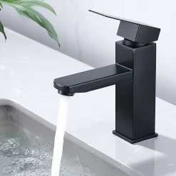 Robinet Salle Bain Noir Mitigeur Lavabo en Laiton Mitigeur Salle de Bain Contient des Tuyaux Chauds et Froids
