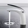 Robinet Salle de Bain Blanc Mitigeur de Lavabo En Laiton de Qualité Robinetterie pour Lavabo Hauteur sous Bec 125mm