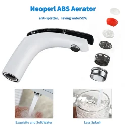 Robinet Salle de Bain Blanc Mitigeur de Lavabo En Laiton de Qualité Robinetterie pour Lavabo Hauteur sous Bec 125mm