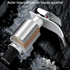 Robinet Salle de Bain Cascade Mitigeur de Lavabo Design Moderne pour Vasque Chromé en Inox