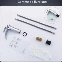 Robinet Salle de Bain Cascade Mitigeur de Lavabo Design Moderne pour Vasque Chromé en Inox