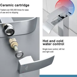 Robinet Salle de Bain Cascade Moderne, Auralum MaxMitigeur de Lavabo - Sortie Douce Sans Éclaboussures