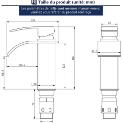 Robinet Salle de Bain Cascade Mitigeur de Lavabo en Laiton Robinet à Deux Voies Chromé
