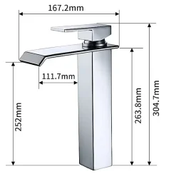 Robinet Salle de Bain Cascade Mitigeur de Lavabo Haut Robinetterie pour Vasque Chromé Design Moderne