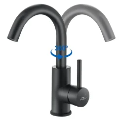 Robinet Salle de Bain Mitigeur lavabo, Noir , Auralum Max Robinet lavabo en Laiton , Froide/Chaude