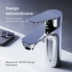 Robinet Salle de Bain Mitigeur de lavabo avec bonde clic clac, Chromé, taille S, FTA82200 AM.PM