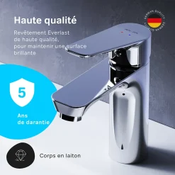 Robinet Salle de Bain Mitigeur de lavabo avec bonde clic clac, Chromé, taille S, FTA82200 AM.PM