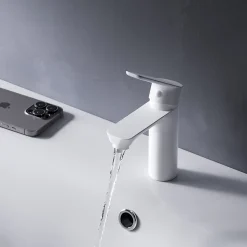 Robinet Salle de Bain Mitigeur de lavabo avec bonde clic clac, Blanc, taille S, FTA82133 AM.PM