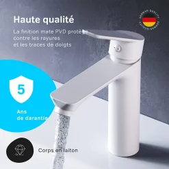 Robinet Salle de Bain Mitigeur de lavabo avec bonde clic clac, Blanc, taille S, FTA82133 AM.PM
