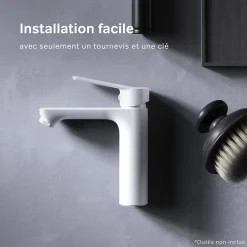 Robinet Salle de Bain Mitigeur lavabo, Blanc, taille S, FTA02133 AM.PM