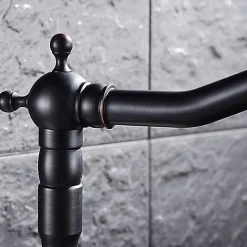 Robinet Salle De Bain Mitigeur Lavabo Haut Retro Noir Monocommande