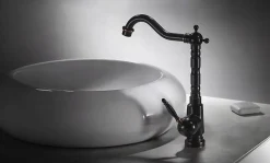 Robinet Salle De Bain Mitigeur Lavabo Haut Retro Noir Monocommande