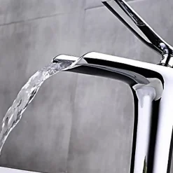 Robinet vasque jet cascade, style contemporain - Chromé