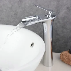Robinet vasque jet cascade, style contemporain - Chromé