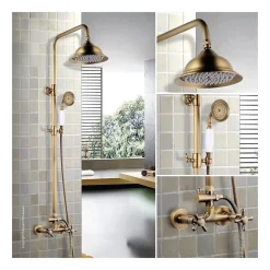 ROUSSEAU Colonne de douche avec robinet melangeur Retro - Vieux-bronze