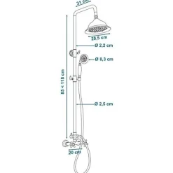 ROUSSEAU Colonne de douche avec robinet mélangeur Retro - Vieux-bronze
