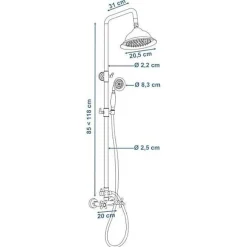 ROUSSEAU Colonne de douche avec robinet mélangeur Retro - Chrome
