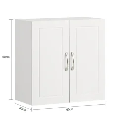 Salle de Bain Suspendue Placard Commode Murale, 2 Portes, FRG231-W, SoBuy