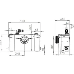 Sanibroyeur Plus Broyeur WC 400W l.526 x P.233 x H.327mm