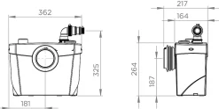 Sanibroyeur Top Broyeur WC 400W l.361 x P.216 x H.325 mm