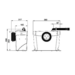 Sanibroyeur WC SFA puissance 400 W sortie horizontale l.360 x P.165 x H.263 mm